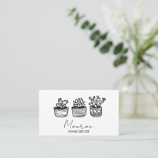 Cactus Illustratie Fun Boho Schattige QR Sociale I Visitekaartje (Staand voorkant)