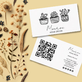 Cactus Illustratie Fun Boho Schattige QR Sociale I Visitekaartje