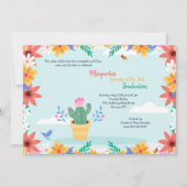 Cactus in Bloom Afstuderen Invitation Kaart (Voorkant)