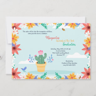 Cactus in Bloom Afstuderen Invitation Kaart