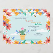 Cactus in Bloom Afstuderen Invitation Kaart (Voorkant / Achterkant)