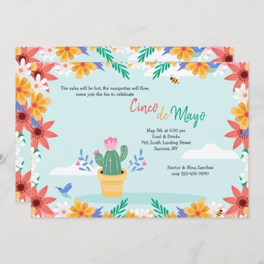 Cactus in Bloom Cinco de Mayo  Kaart (Voorkant / Achterkant)