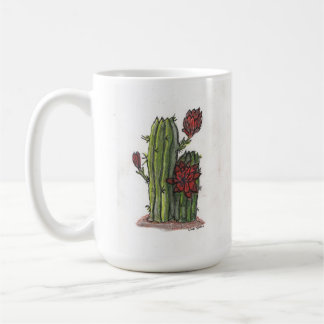 Cactus in Bloom met rode bloemen 1 koffie-Mok Koffiemok
