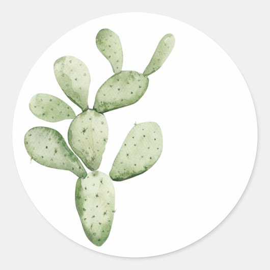 Cactus in de waterverf ronde sticker (Voorkant)