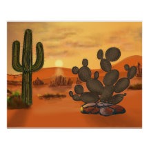 Cactus in de woestijn, warme herfstkleuren.