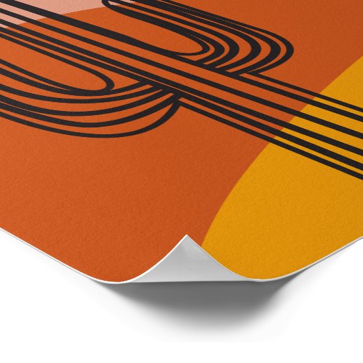 Cactus in de woestijnlandschapsillustratie poster (Hoek)