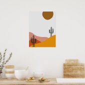 Cactus in de woestijnlandschapsillustratie poster (Keuken)