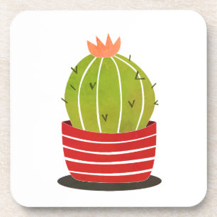 Cactus in een pot met minimaal kunstmatig poster bier onderzetter