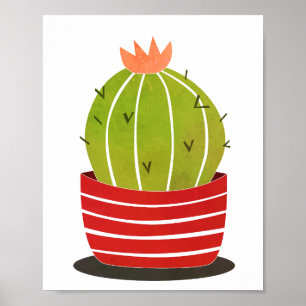 Cactus in een pot met minimale kunst poster
