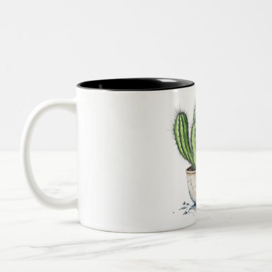 Cactus in een pot waterverf stijl tweekleurige koffiemok (Links)