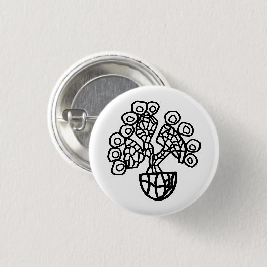 CACTUS IN EEN SCHAAL RONDE BUTTON 3,2 CM (Voorkant /achterkant)