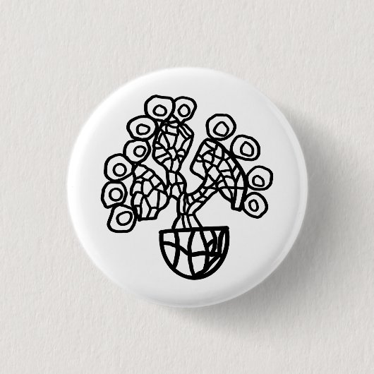 CACTUS IN EEN SCHAAL RONDE BUTTON 3,2 CM (Voorkant)