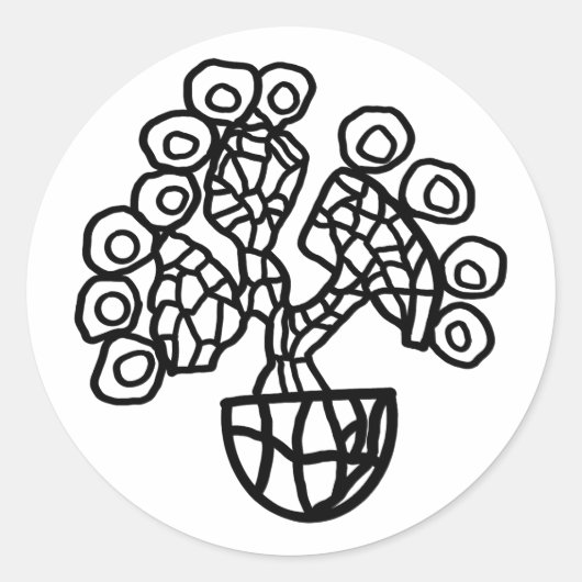 CACTUS IN EEN SCHAAL RONDE STICKER (Voorkant)