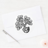 CACTUS IN EEN SCHAAL RONDE STICKER (Envelop)