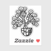 CACTUS IN EEN SCHAAL STICKER (Vel)