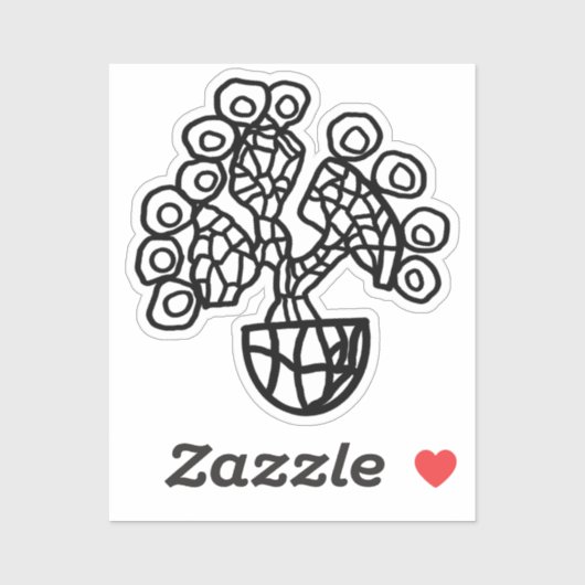 CACTUS IN EEN SCHAAL STICKER (Vel)