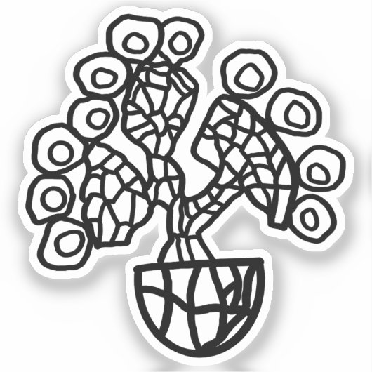 CACTUS IN EEN SCHAAL STICKER (Voorkant)