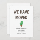 Cactus in een verhuisde pot aankondigingskaart (Voorkant / Achterkant)