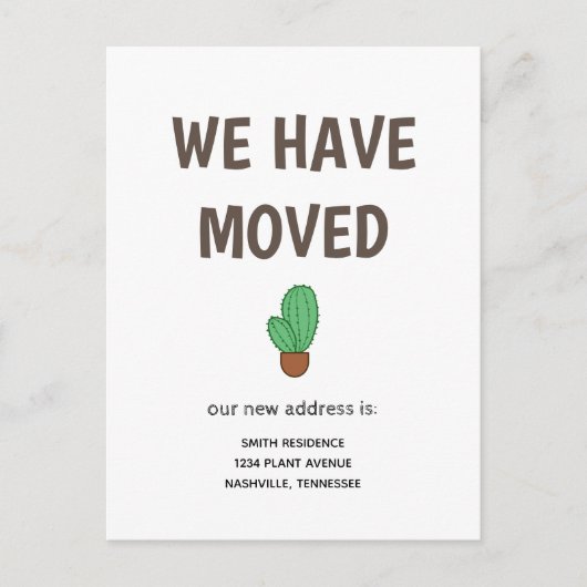 Cactus in een verhuisde pot aankondigingskaart (Voorkant)