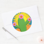 Cactus in een zonnige dag ronde sticker (Envelop)