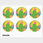 Cactus in een zonnige dag ronde sticker (Vel)