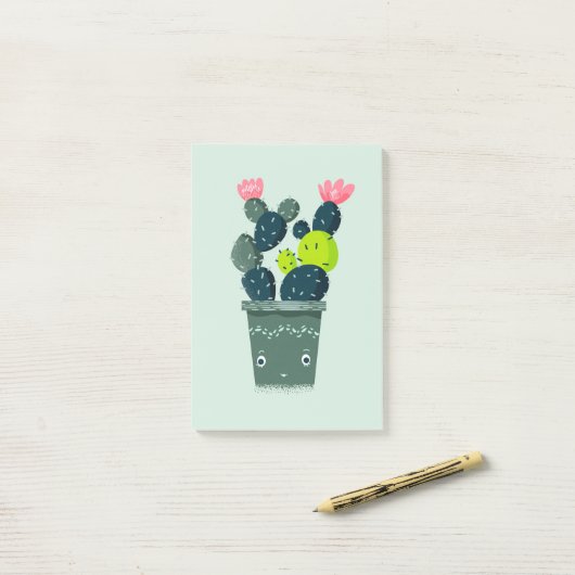 Cactus in glimlach post-it® notes (Op bureau)