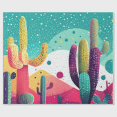 Cactus in levendig heldere kleuren cadeaupapier (Vlak)
