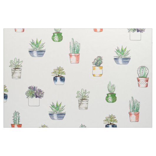 Cactus in planters naadloos patroon stof (Fat Quarter)