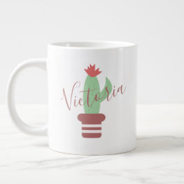 Cactus in pot gestreept naam  Reuzen koffiemok Grote Koffiekop