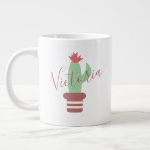 Cactus in pot gestreept naam  Reuzen koffiemok Grote Koffiekop