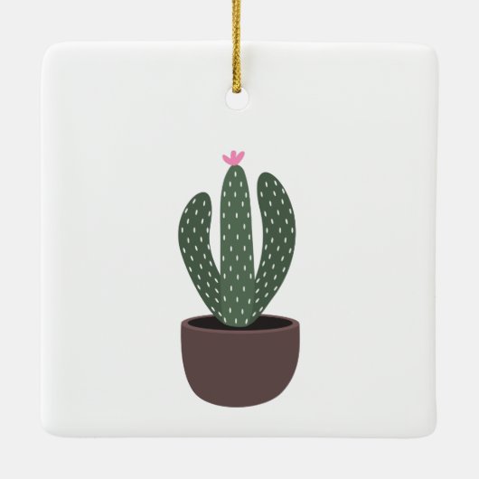 Cactus in pot keramisch ornament (Achterkant)