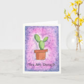 Cactus in Pot - Paarse Waterverf Kaart (Gele Bloem)