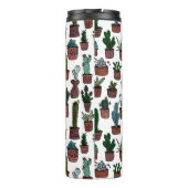 Cactus in potplanten Cute patroon Aangepast cadeau Thermosbeker (Achterkant)