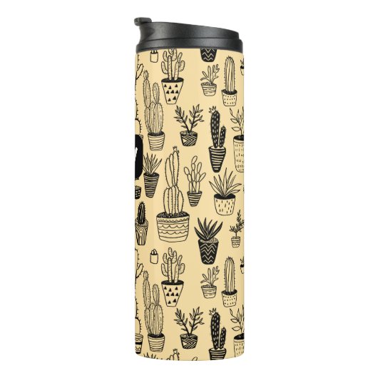 Cactus in potplanten Cute patroon Aangepast cadeau Thermosbeker (Geroteerd rechts)