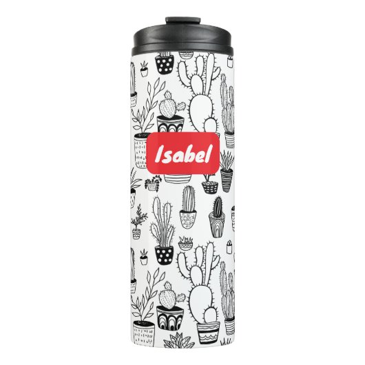 Cactus in potten Planten Mooie Patronen OP MAAT ca Thermosbeker (Voorkant)
