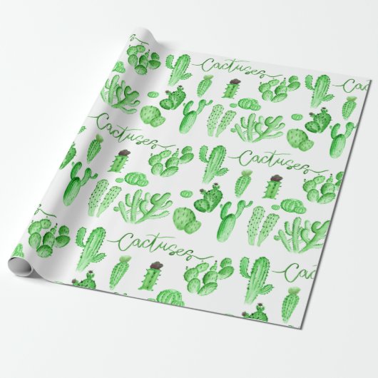 Cactus inpakpapier in succulente stijl (Uitgerold)