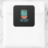 Cactus Joke Im Stuck On You Retro Succulent Couple Vierkante Sticker (Tas)