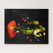 Cactus Kaars In Kerstverlichting Foto Legpuzzel (Horizontaal)