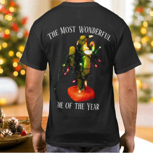 Cactus Kaars met Feestelijke Kerstverlichting T-shirt