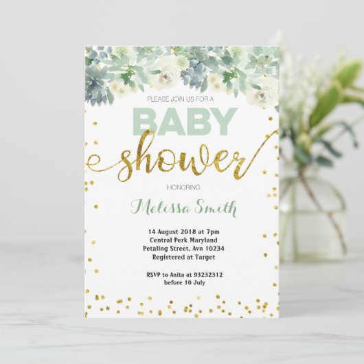 CACTUS-kaart voor het uitnodigen van baby showers Kaart (Staand voorkant)