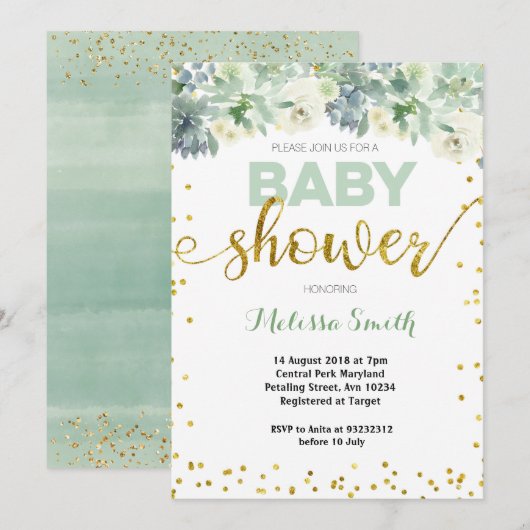 CACTUS-kaart voor het uitnodigen van baby showers Kaart (Voorkant / Achterkant)