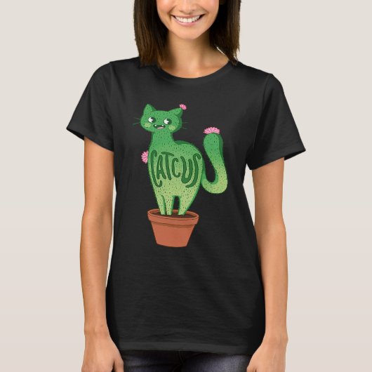 Cactus Kat Cactus Vetplanten Kitty Liefhebbers Fu T-shirt (Voorkant)