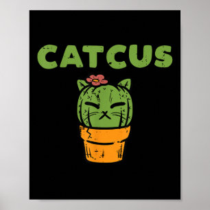 Cactus Kat Cute Vetplant Kitten Vrouwen Meisjes Poster