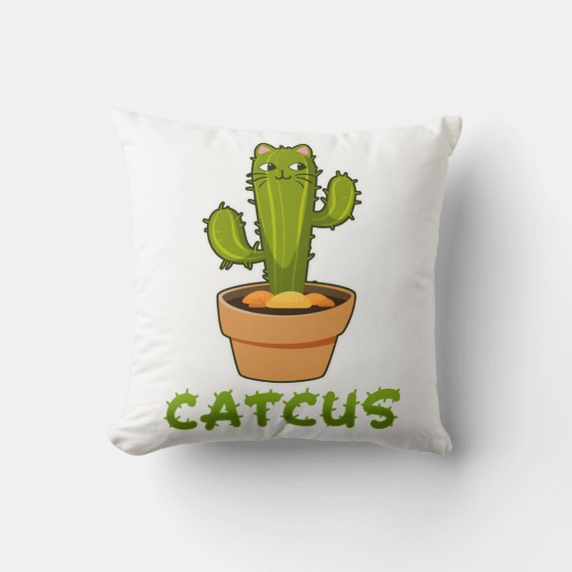 Cactus Kat Huisdier Plant Kussen (Voorkant)