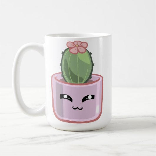 Cactus KawaiGreen Succulent Watercolor  Plant Koffiemok (Links)