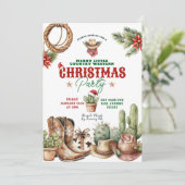 Cactus Kerst Plaid Westerse Kerstfeest Kaart (Staand voorkant)