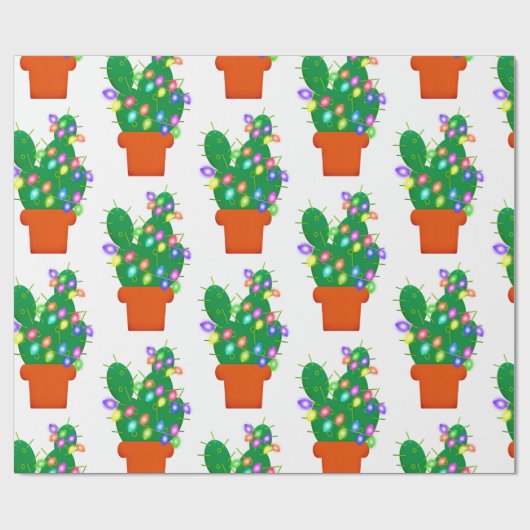 cactus kerstboom cadeaupapier (Vlak)