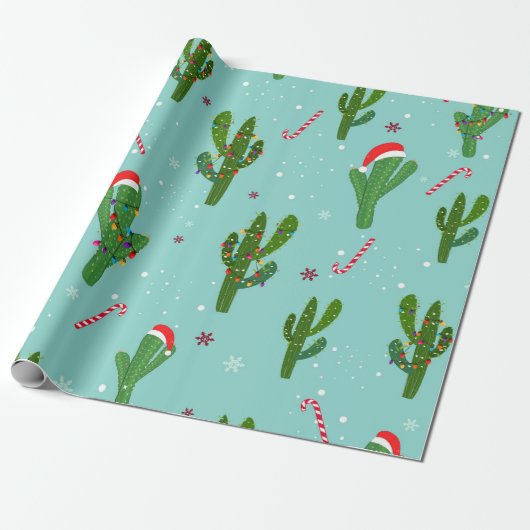 Cactus kerstboom cadeaupapier (Uitgerold)