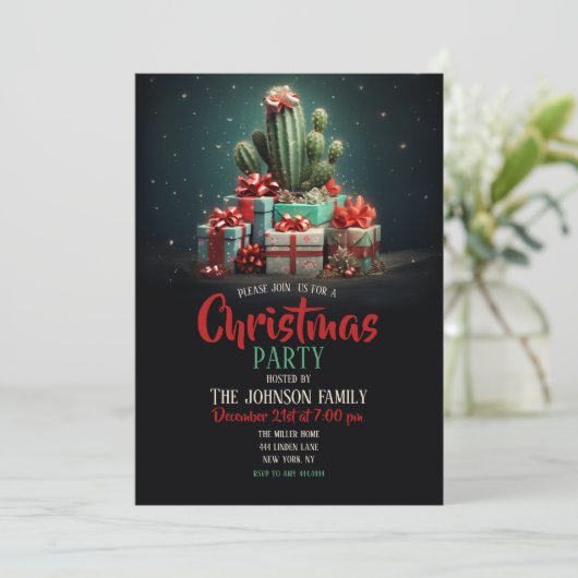 Cactus kerstboom kaart (Staand voorkant)