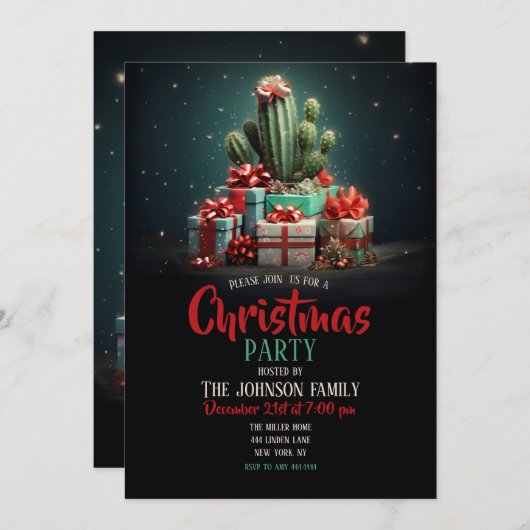 Cactus kerstboom kaart (Voorkant / Achterkant)